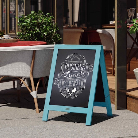 Flash Furniture Robin Blue Wooden A-Frame Magnetic Chalkboard HGWA-CB-3020-RBNBLU-GG